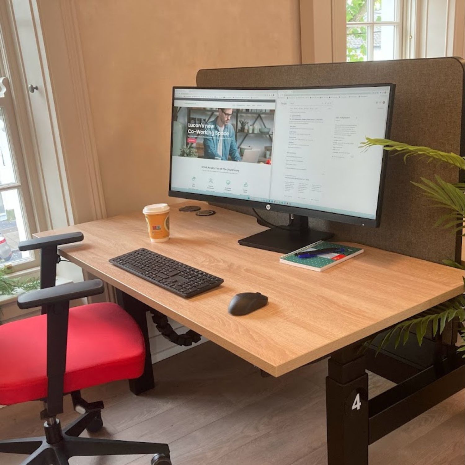 Sit-stand hot desks at The Dispensary co-working space in Lucan